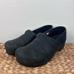 Sanita The Original Danish Clogs Hinsdale, Vegan Black Leather Round Toe, 42